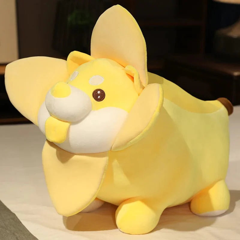 Peluche chien shiba inu en forme de banane