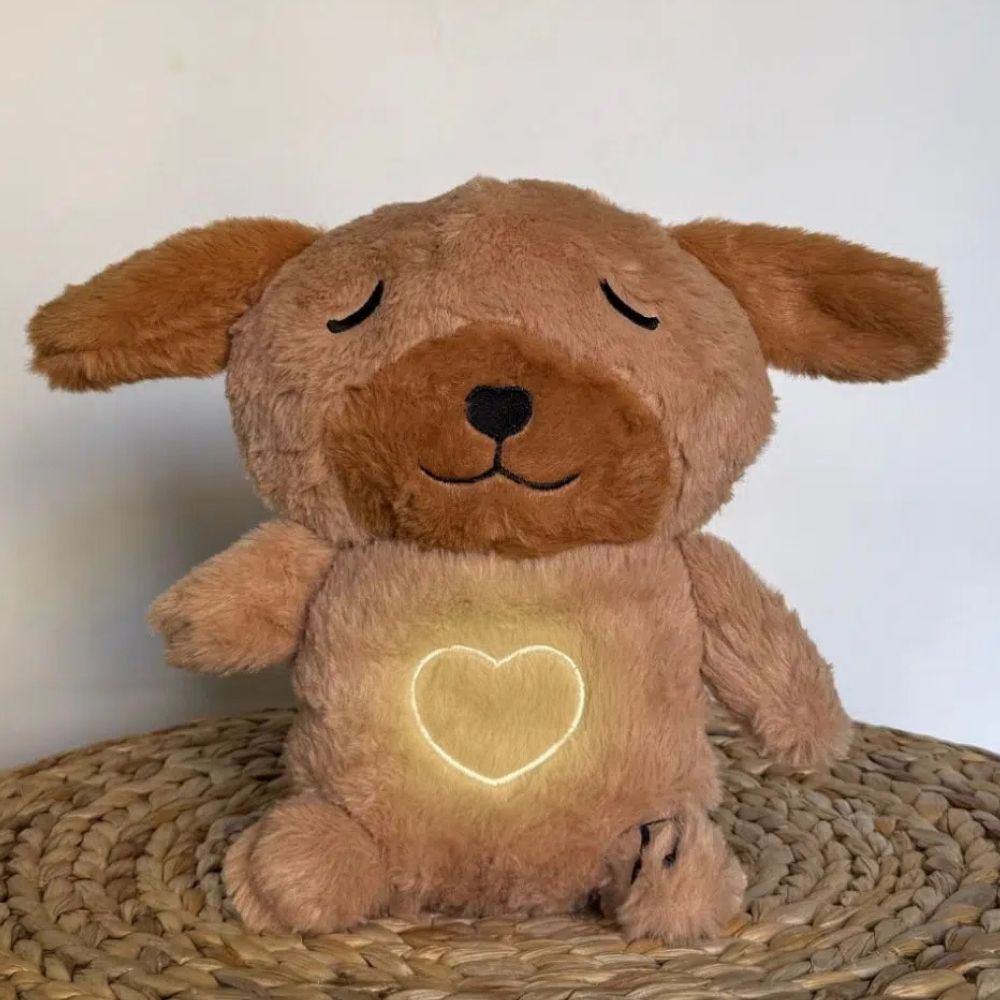 Peluche chien veilleuse pour une nuit douce et apaisante pour enfant.