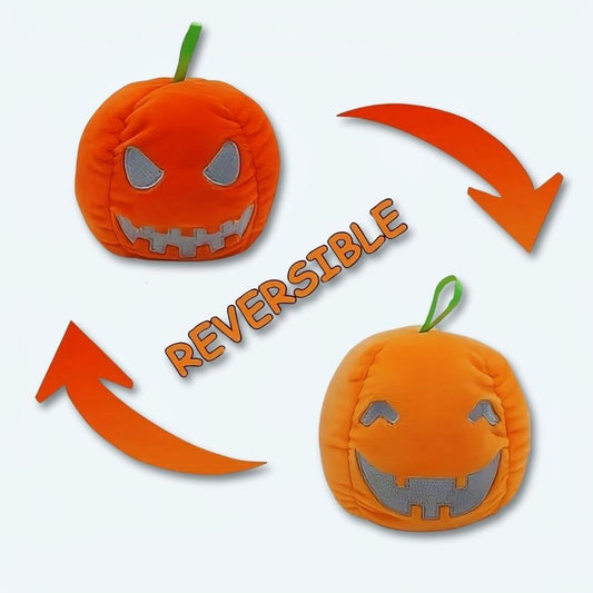 Peluche citrouille réversible lumineuse Halloween deco