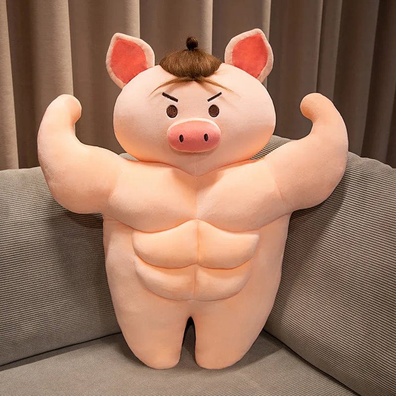 Peluche cochon musclé brun