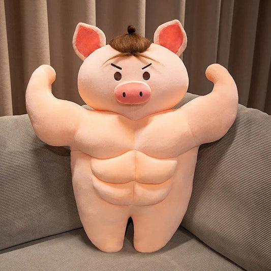 Peluche cochon musclé brun