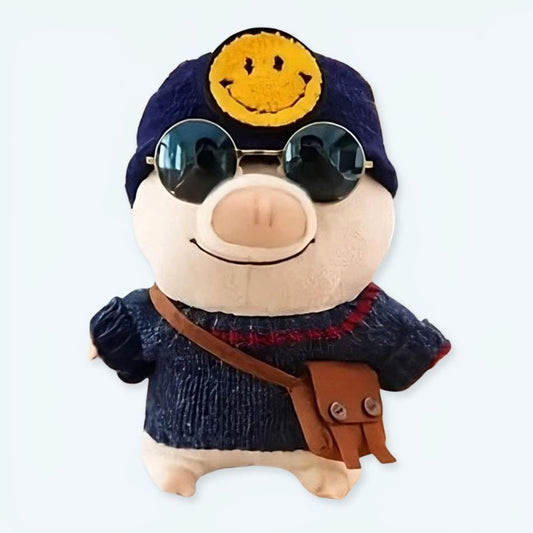 Peluche Cochon Bonnet Smiley Doux - Hiver Enfant