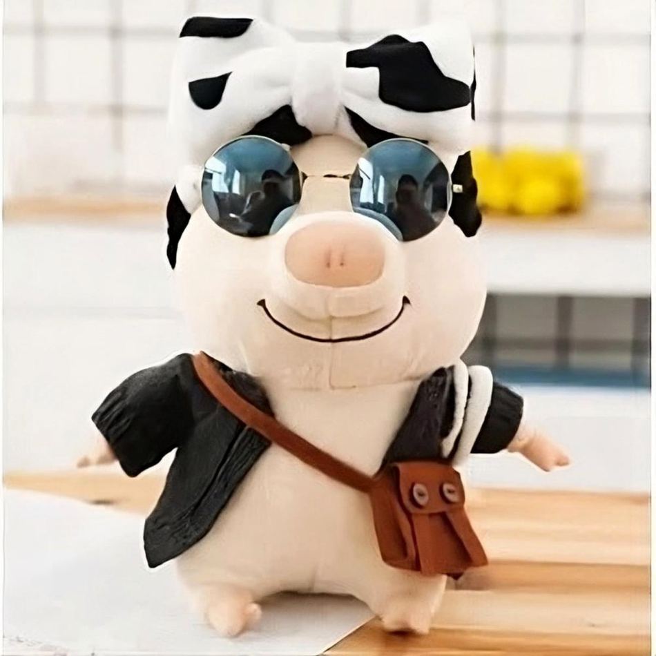 Peluche Chouchou : Cochon Rose Nœud Vache - Doux Compagnon Enfant