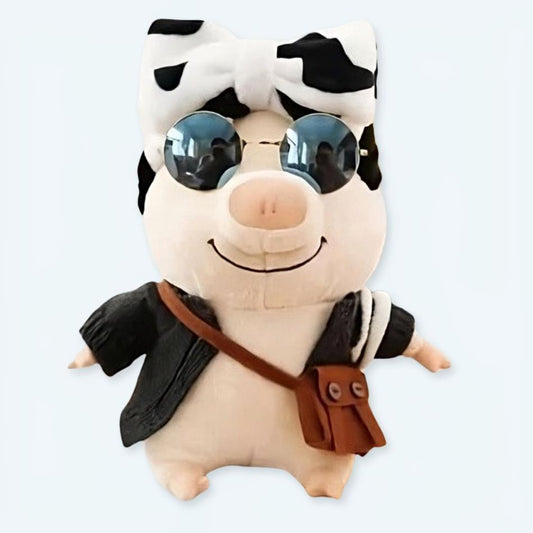 Peluche Chouchou : Cochon Rose Nœud Vache - Doux Compagnon Enfant