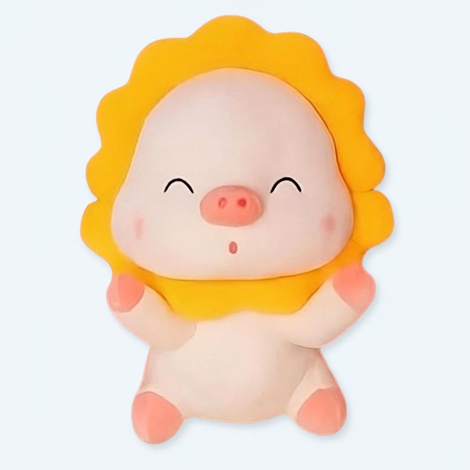 Peluche cochon tournesol doux enfant câlin jardin