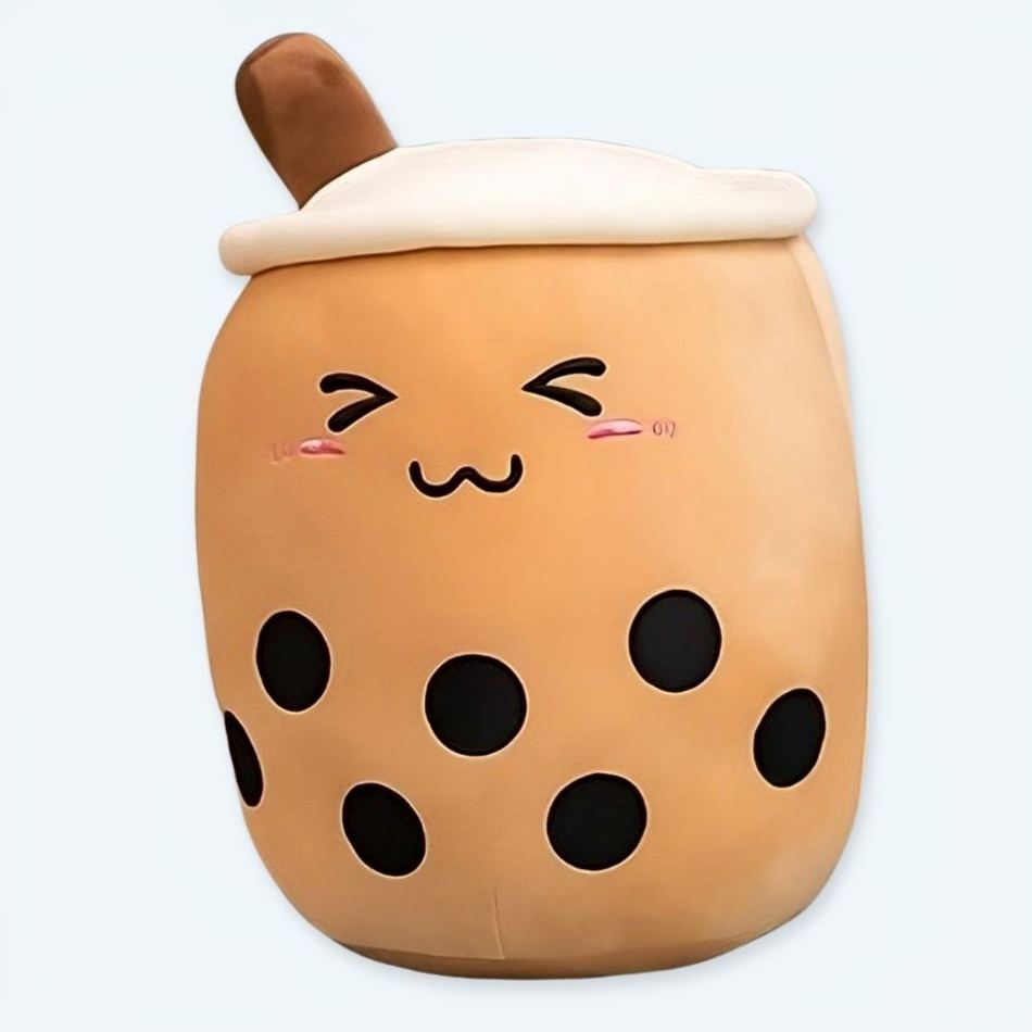 Peluche Coussin Bubble Tea Marron - Atmosphère Douillette