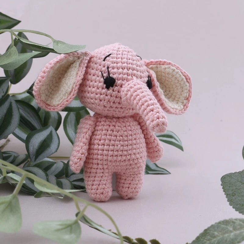 Peluche crochet Éléphant Rose Tendre