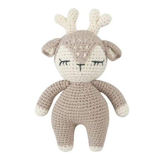 Peluche Tricotée Faon Gris