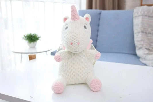Peluche Licorne Blanche Crochetée
