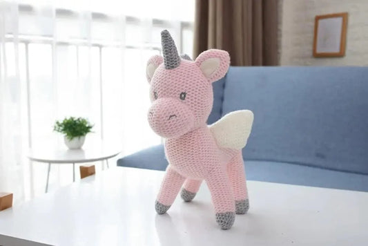 Peluche Licorne Rose Crochetée