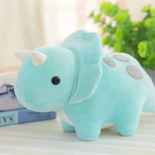 Peluche Dino : Petit Tricératops Bleu