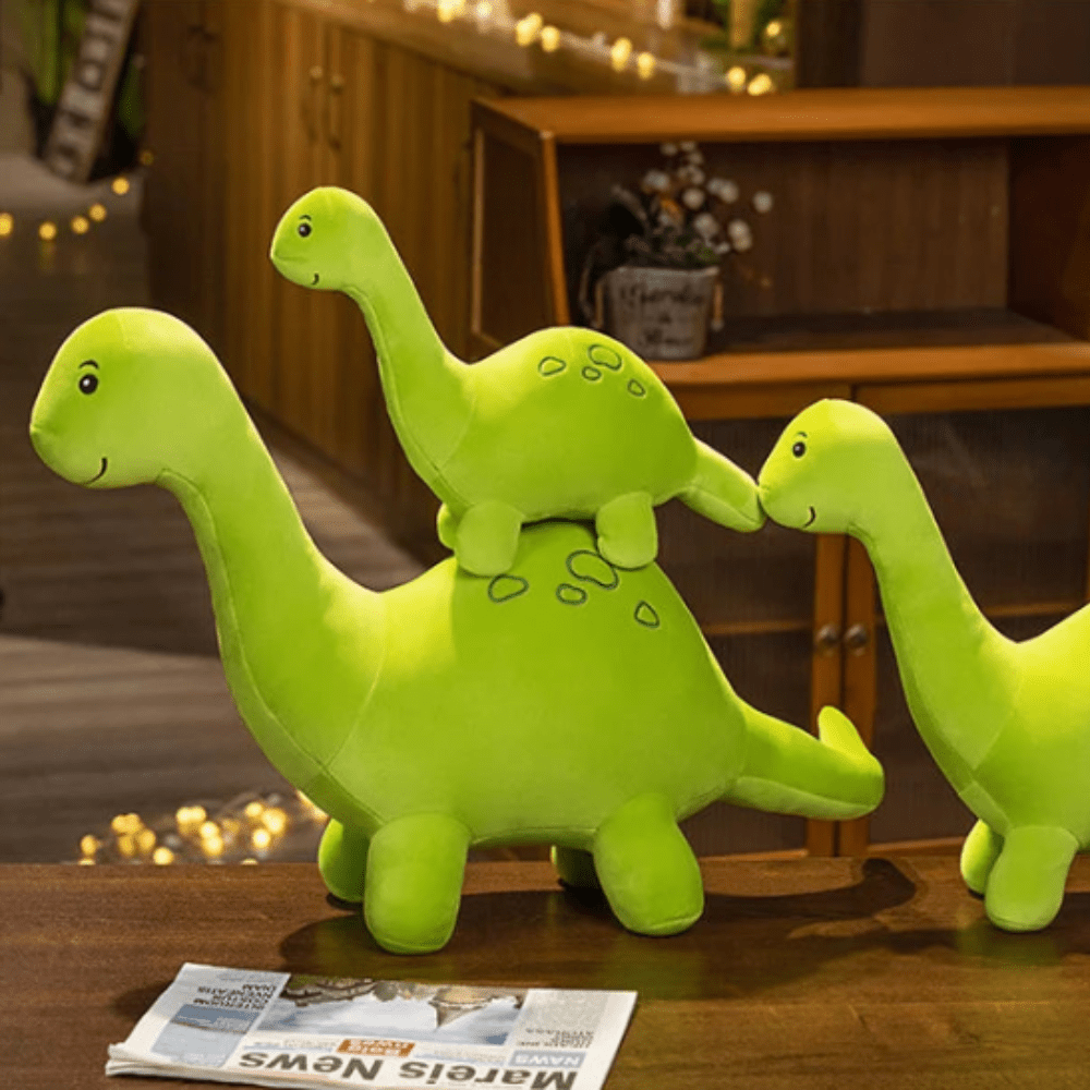 Peluche dinosaure vert à long cou