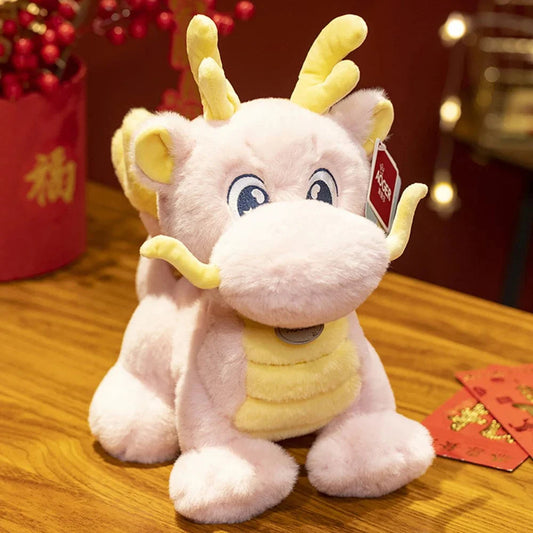 Peluche Dragon Chinois à Cornes Rose: une touche de magie.