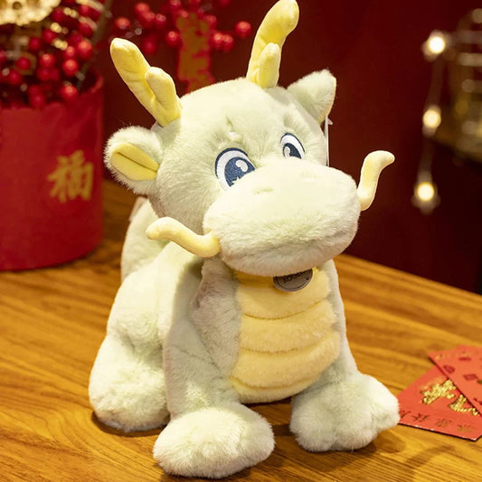 Peluche Dragon Chinois à Cornes Vertes