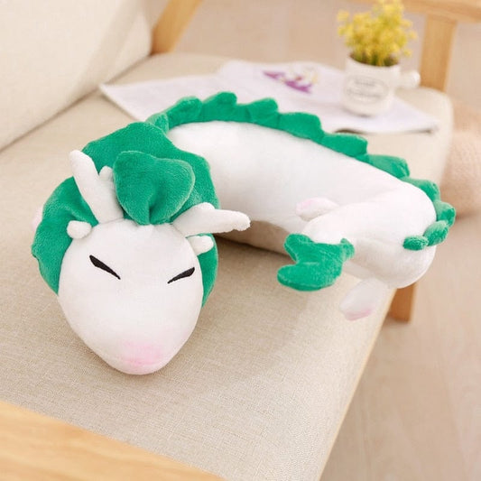 Peluche dragon long - Blanc & Vert