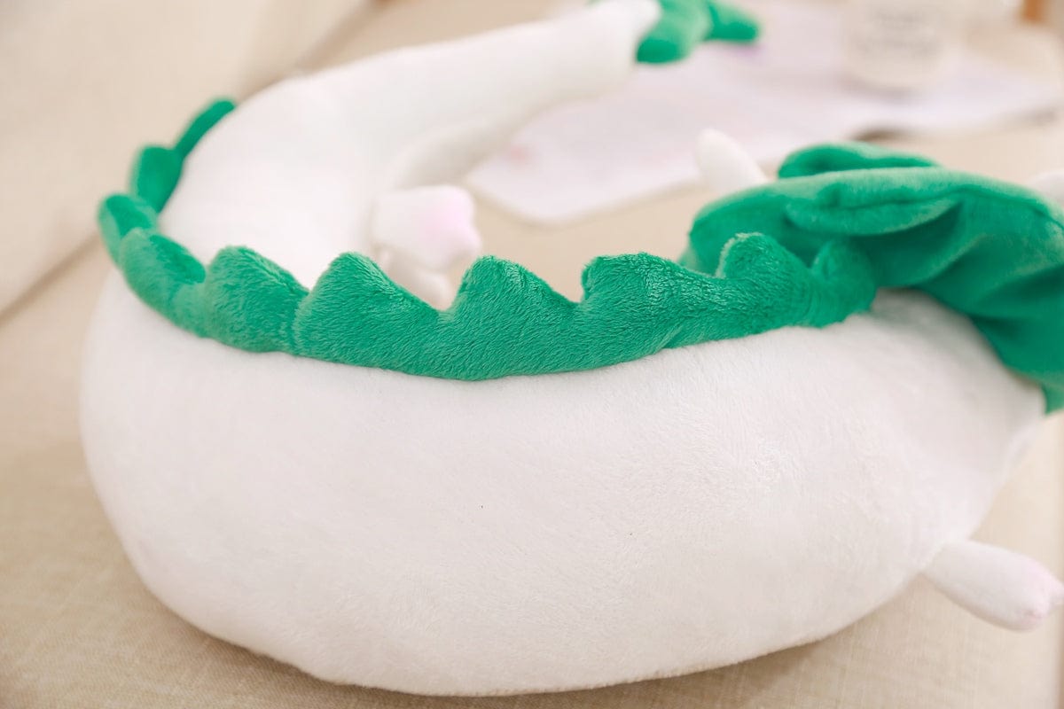 Peluche dragon long - Blanc & Vert