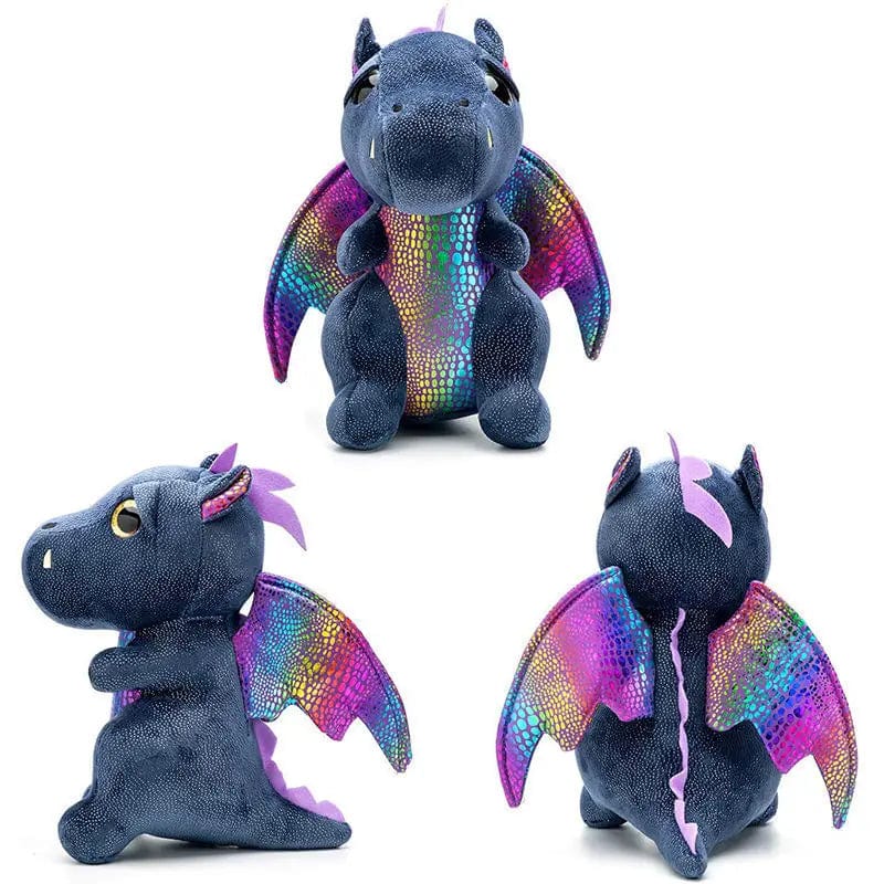 Peluche Dragon Noir avec Ventre Brillant