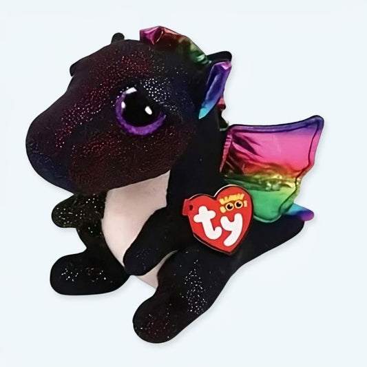 Compagnon magique : Peluche dragon noir doux pour enfant