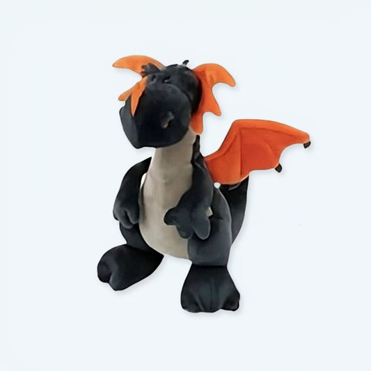 Peluche Dragon Noir en Velours Magique pour Enfant Câlin