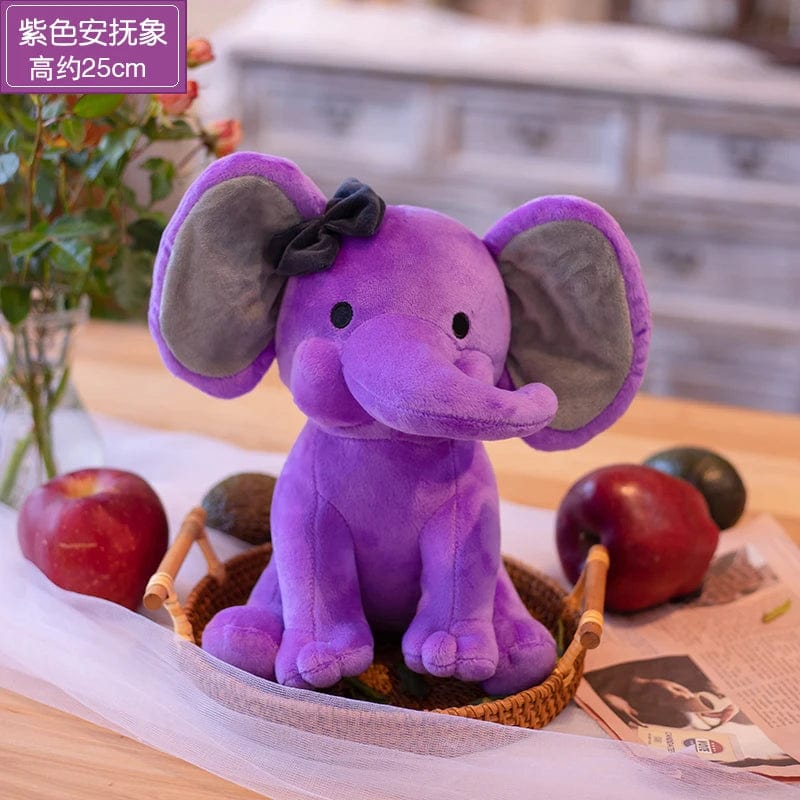 Peluche éléphant coloré avec trompe tordue