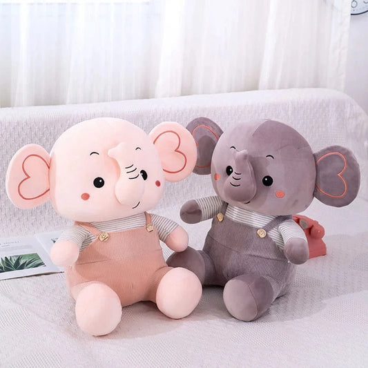 Peluche Éléphant Content en Petite Salopette