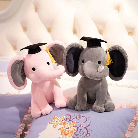 Éléphant Diplômé en Peluche avec Trompe Tordue