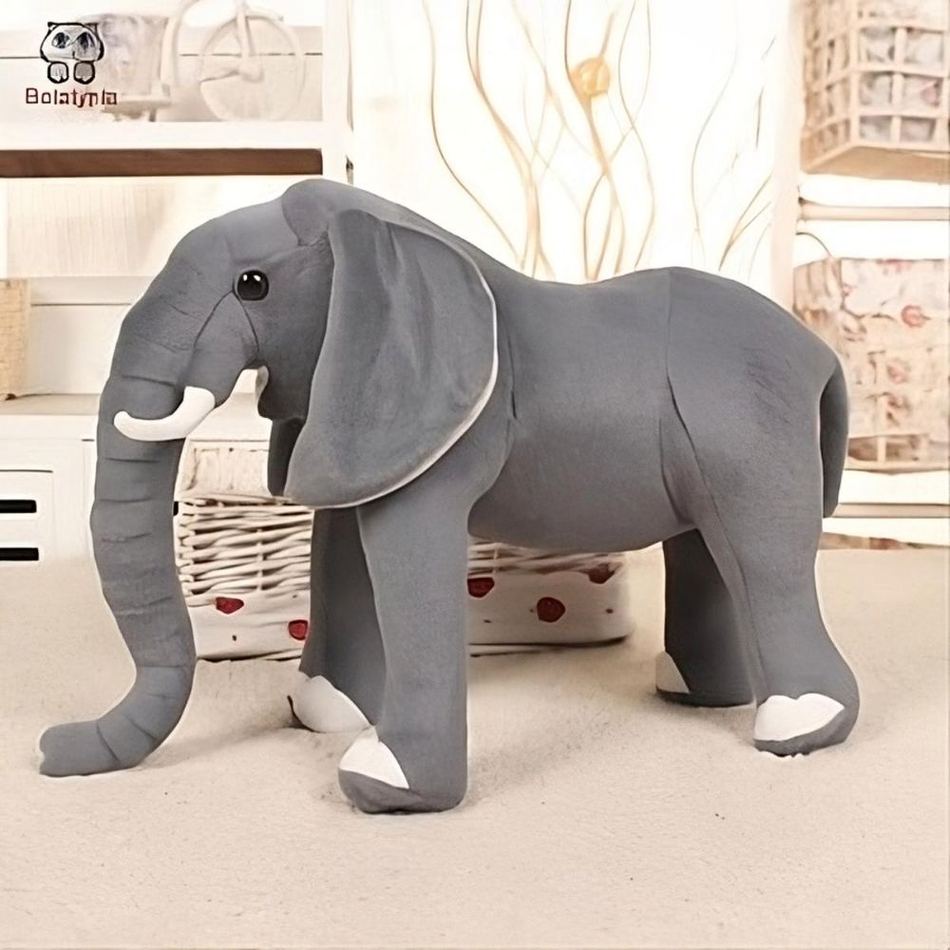 Peluche éléphant gris doux - Pour un câlin réaliste