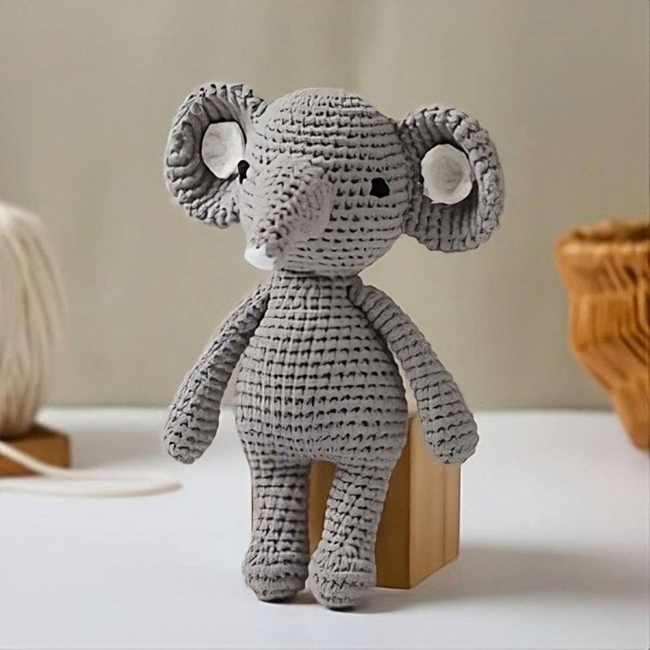 Peluche éléphant hochet tricot doux pour enfants joueurs