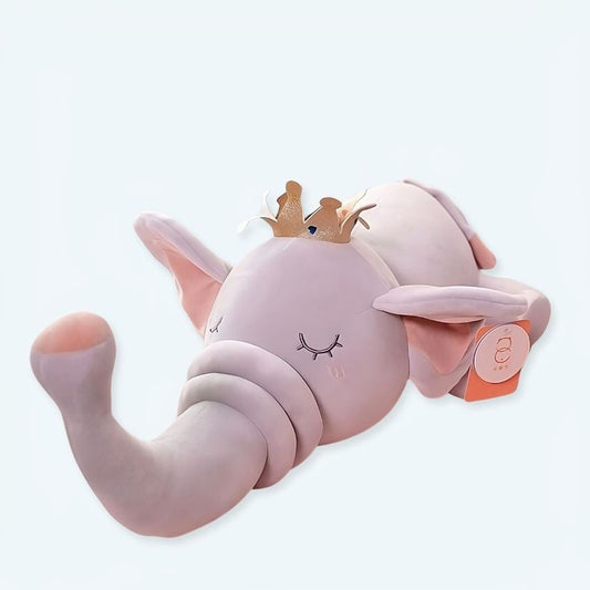 Peluche Éléphant Roi Couronné - Idéal pour les rêves des enfants