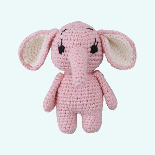 Peluche éléphant rose en crochet doux pour câliner