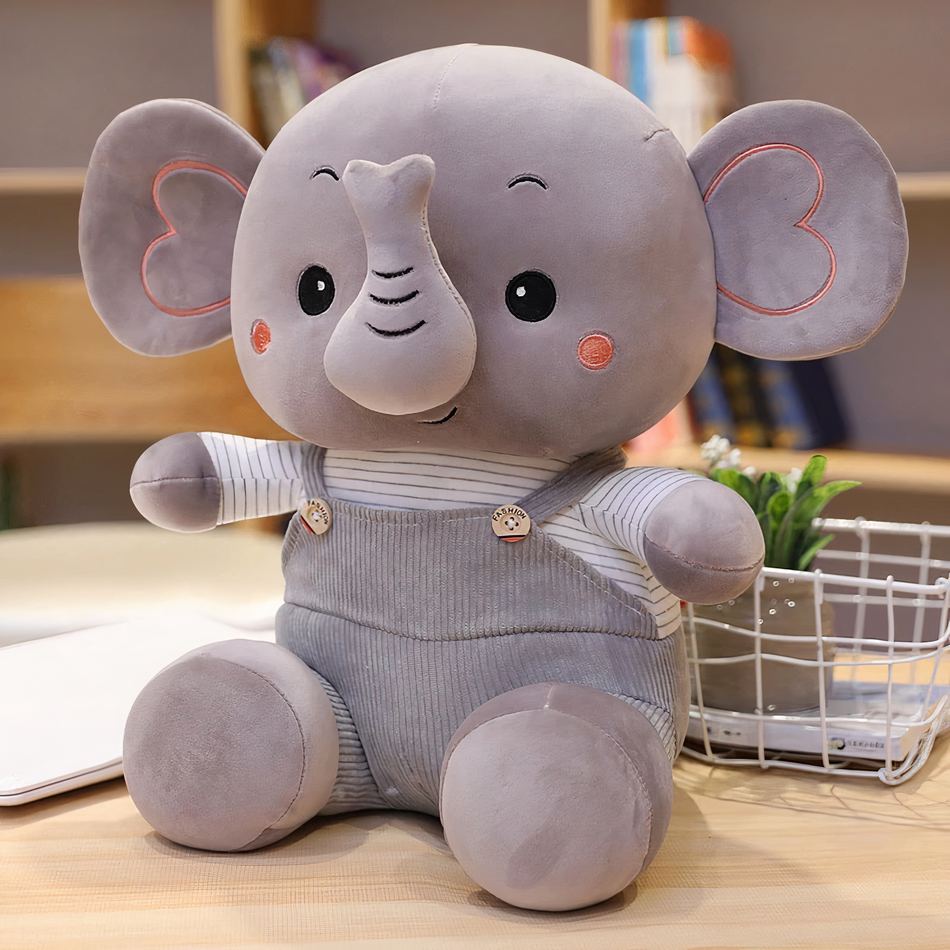 Peluche éléphant en salopette colorée pour enfants douce idée cadeau