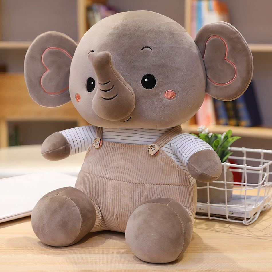 Peluche éléphant en salopette colorée pour enfants douce idée cadeau
