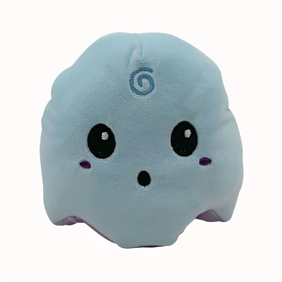 Peluche Fantôme Réversible Violet/Bleu Lumineux et Doux.