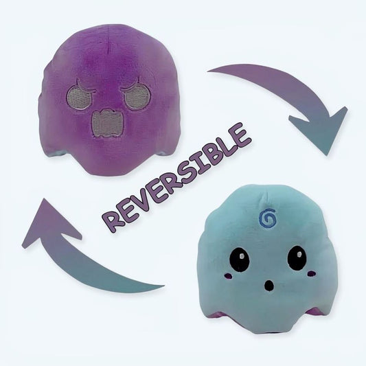 Peluche Fantôme Réversible Violet/Bleu Lumineux et Doux.