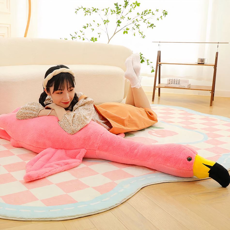 Peluche flamant blanc géant doux pour une déco de chambre