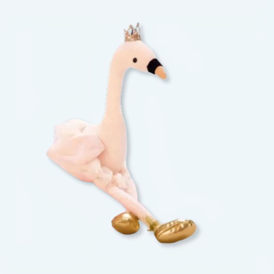 Peluche flamant rose blanche élégante pour une déco chambre douillette