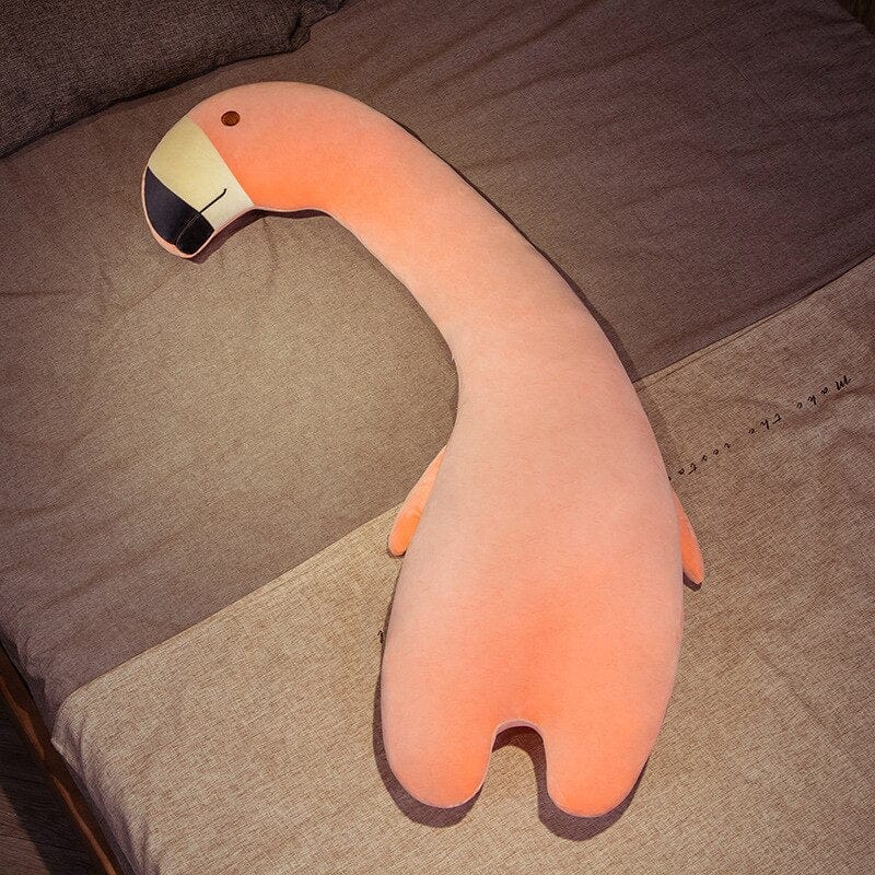 Peluche géante flamant rose au long cou
