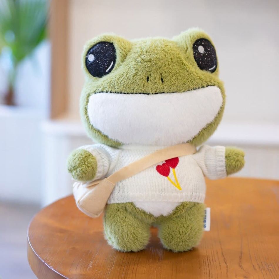 Peluche grenouille verte - Douceur hivernale