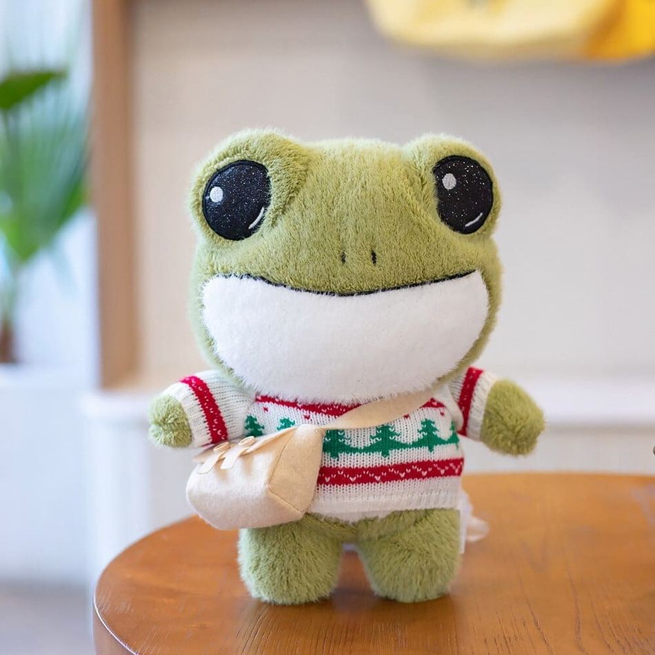 Peluche grenouille verte - Douceur hivernale
