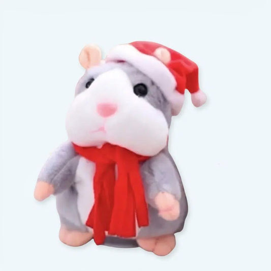Peluche hamster gris Noël interactif câlin d'hiver