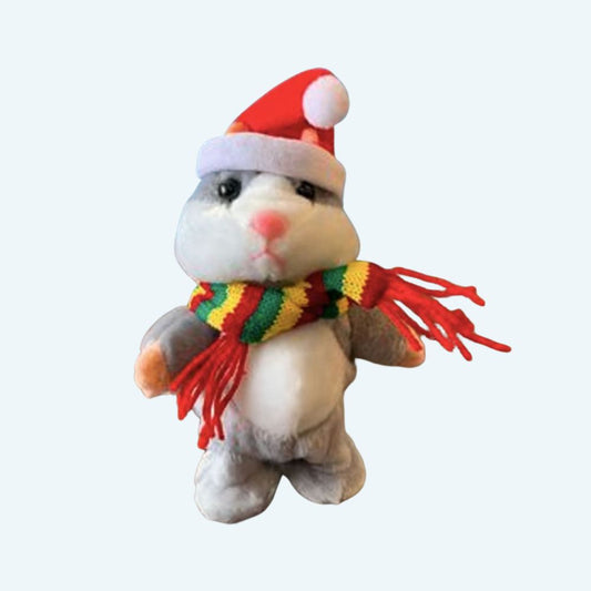 Peluche Hamster Noël Gris Interactif Doux & Chaleureux