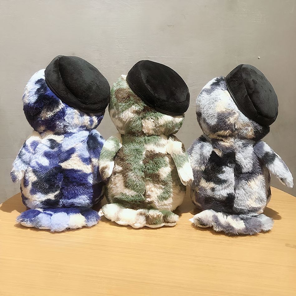 Peluche Hibou Bleu Militaire Doux pour Chambre Enfant