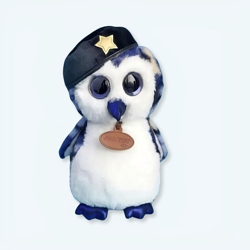 Peluche Hibou Bleu Militaire Doux pour Chambre Enfant