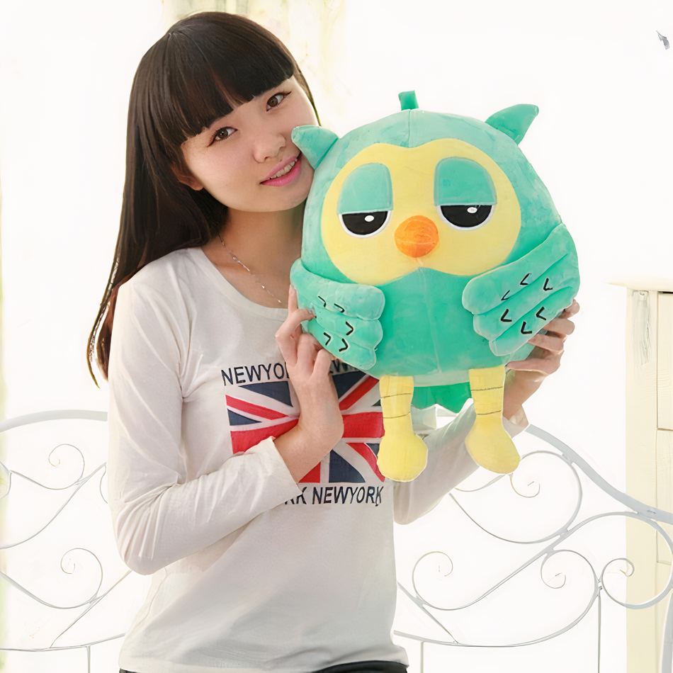 Peluche hibou vert doux et câlin pour décorer la chambre