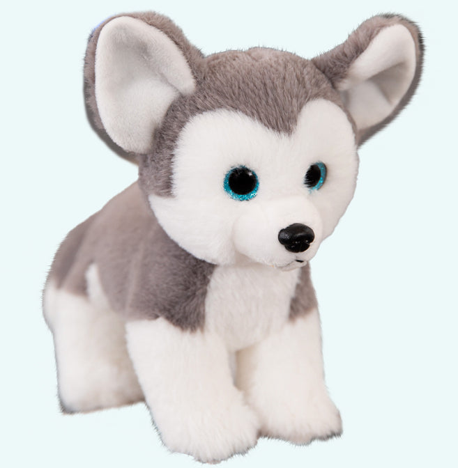 Peluche gris doux  husky compagnon enfant hiver cosy