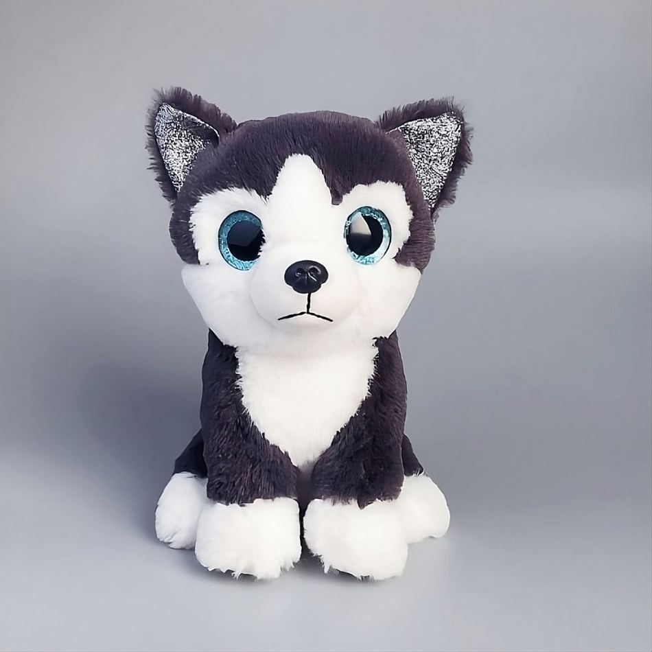 Peluche Husky Noir Doux - Hiver Compagnon Enfant