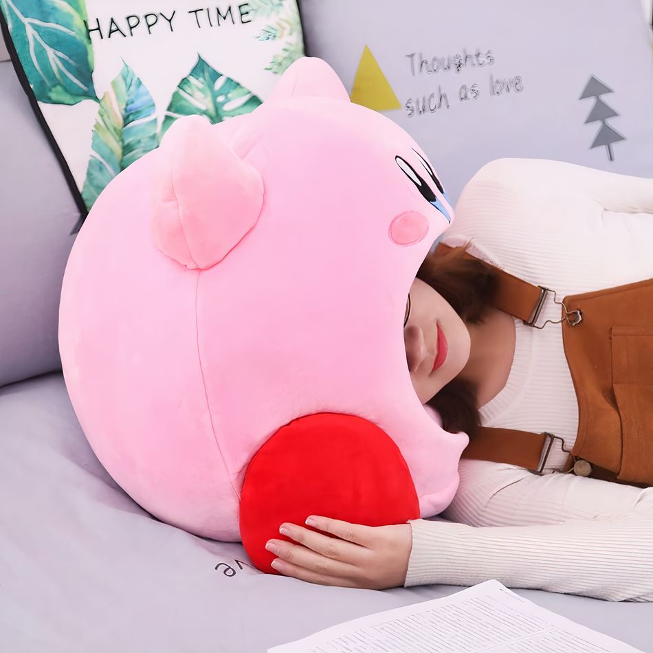 Peluche Kirby bouche ouverte pour une chambre d'enfant pleine de douceur
