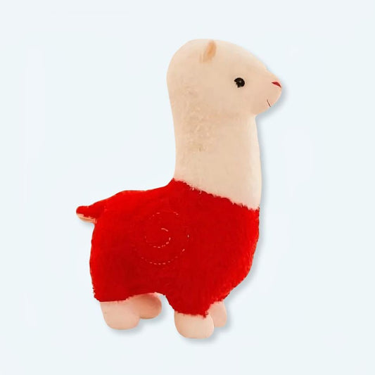 Peluche Lama Alpaga Luxe Rouge soyeux