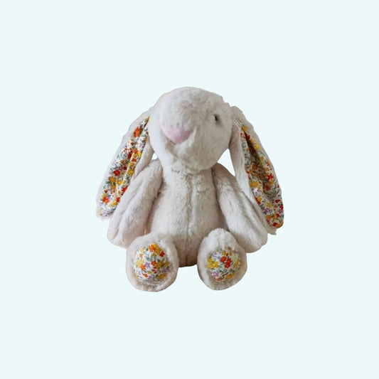 Peluche lapin printemps aux oreilles fleuries - Douceur pour enfant