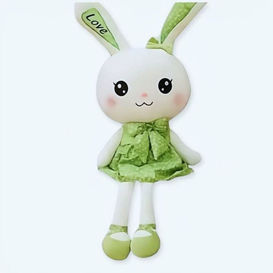 Peluche lapin géante, robe douce et câline, verte pour enfant